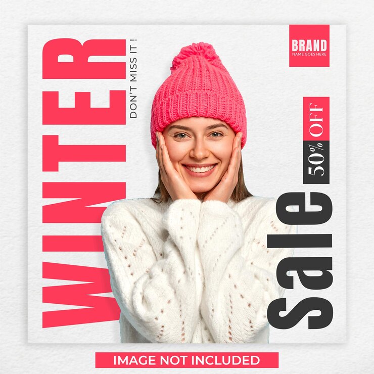 PSD design de mídia social de venda de moda de inverno