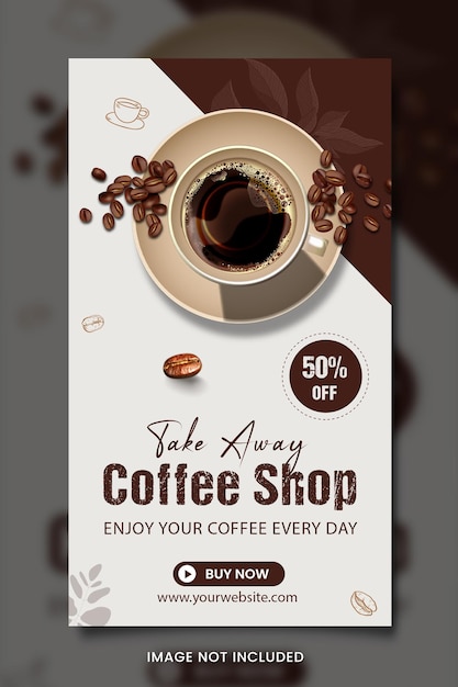 PSD design de mídia social para café