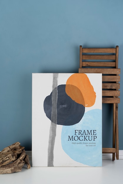 Design de mock-up de moldura interna com cadeira