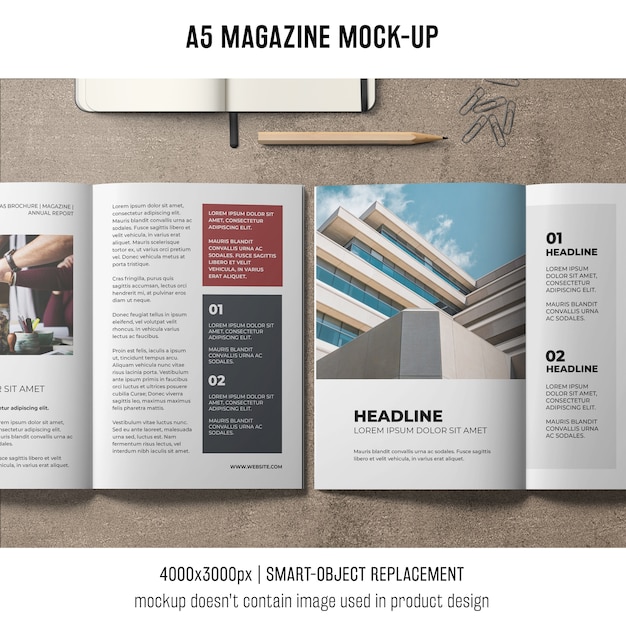 Design de mockup da revista A5