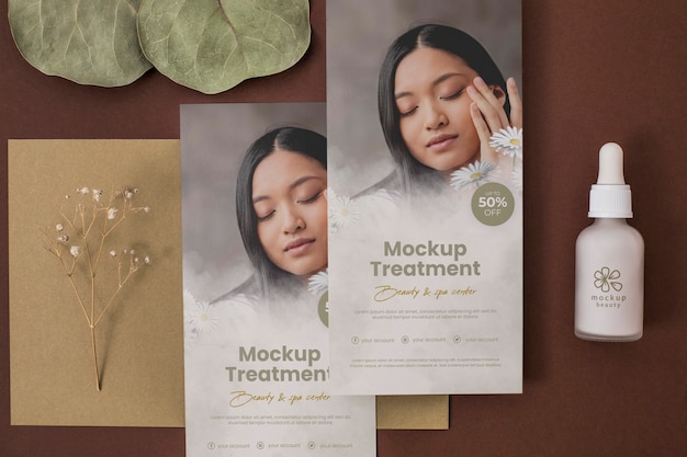 Design de mockup de folheto de cosméticos