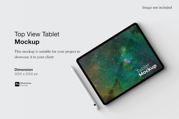 Design de mockup de tablet de vista superior isolado