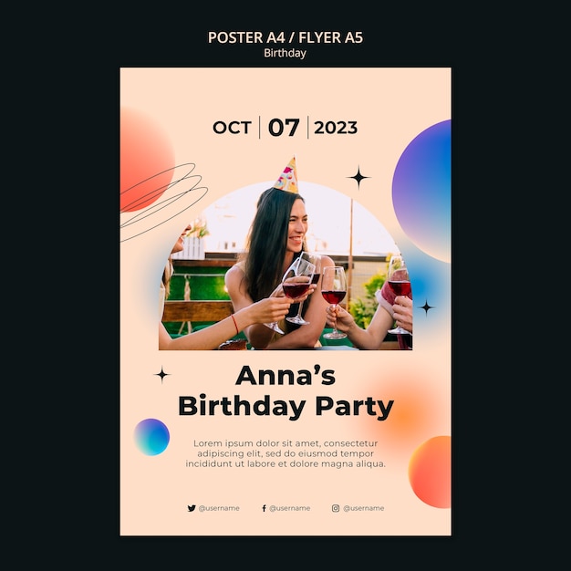 PSD design de modelo de aniversário gradiente