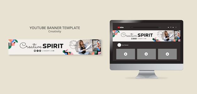 Design de modelo de arte de canal do youtube de influenciador