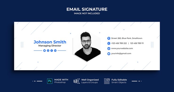 Design de modelo de assinatura de e-mail comercial ou rodapé de e-mail e capa de mídia social pessoal