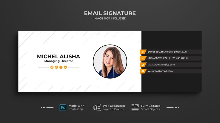 Design de modelo de assinatura de e-mail comercial ou rodapé de e-mail e capa de mídia social pessoal