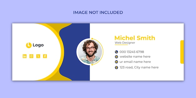 Design de modelo de assinatura de e-mail ou rodapé de e-mail e capa de mídia social pessoal