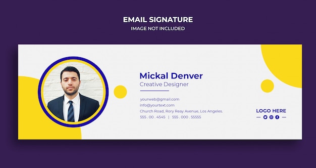 Design de modelo de assinatura de e-mail ou rodapé de e-mail e capa de mídia social pessoal