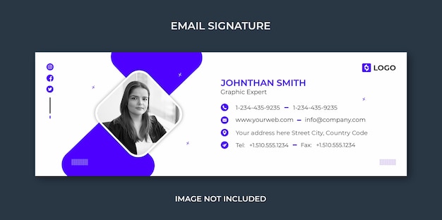 PSD design de modelo de assinatura de e-mail ou rodapé de e-mail e modelo de capa de mídia social pessoal