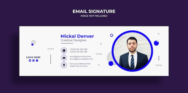 Design de modelo de assinatura de e-mail ou rodapé de e-mail e modelo de capa de mídia social pessoal