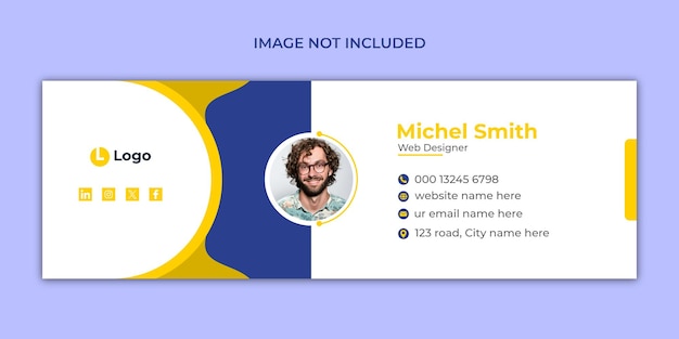 PSD design de modelo de assinatura de e-mail ou rodapé de e-mails e capa de mídia social pessoal
