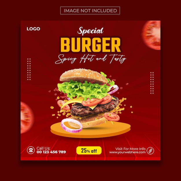 Design de modelo de banner de postagem de menu especial de comida e banner de postagem no instagram