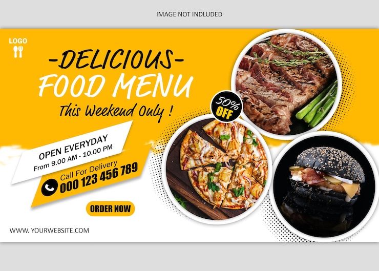 PSD design de modelo de banner de postagem de mídia social de menu de comida