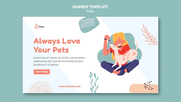 PSD design de modelo de banner para animais de estimação