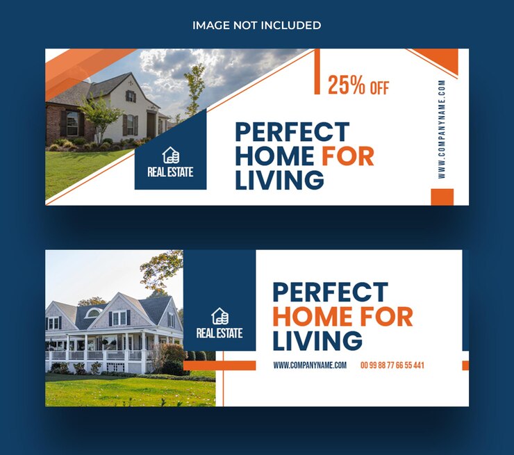 PSD design de modelo de capa do facebook para imobiliárias
