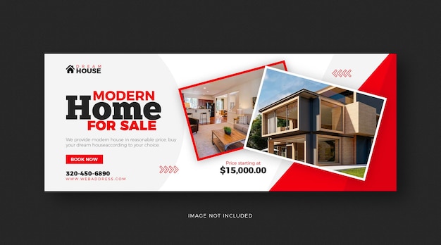Design de modelo de capa do Facebook para morar em casa imobiliária
