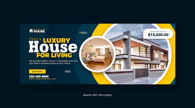 Design de modelo de capa do Facebook para morar em casa imobiliária
