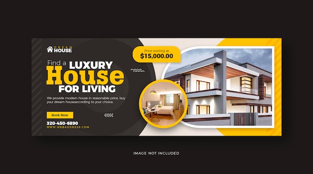 Design de modelo de capa do Facebook para morar em casa imobiliária