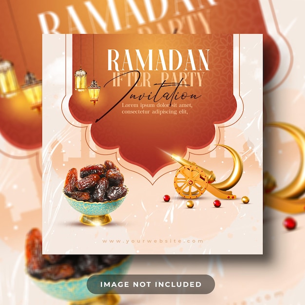 PSD design de modelo de cartão de convite quadrado psd ramadan