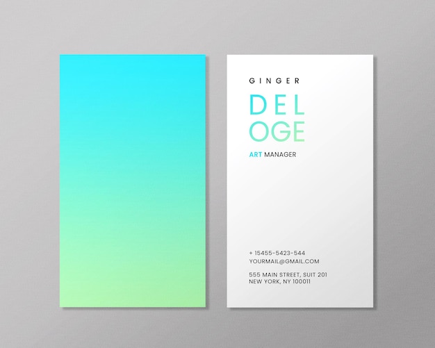 Design de modelo de cartão de visita em branco de cor gradiente em tamanho vertical