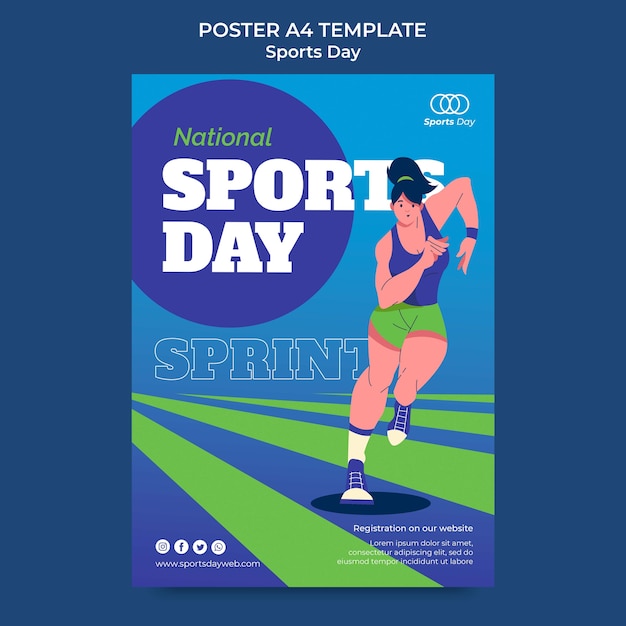 PSD design de modelo de cartaz de dia de esportes