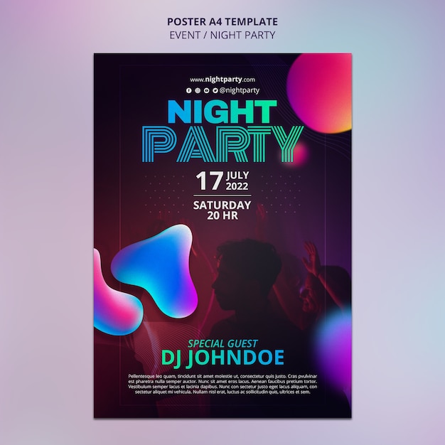 PSD design de modelo de cartaz de festa noturna