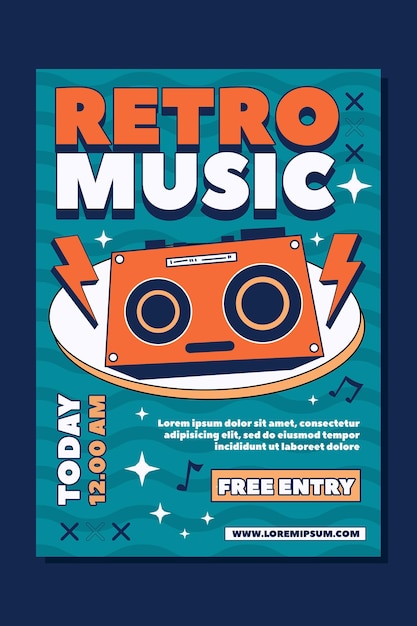 Design de modelo de cartaz de música retrô