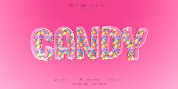 Design de modelo de efeito de estilo de texto 3D Pinck Candy
