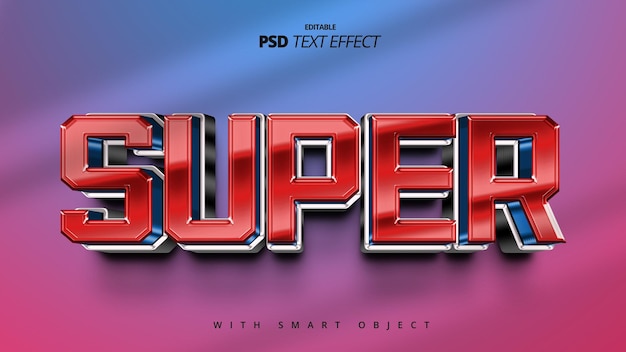 PSD design de modelo de efeito de texto futurista de gradiente super vermelho