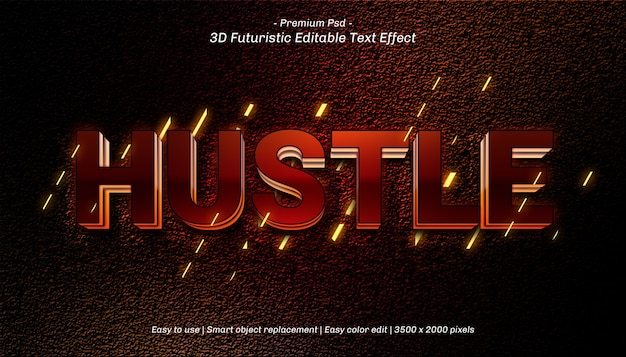 PSD design de modelo de efeito de texto hustle