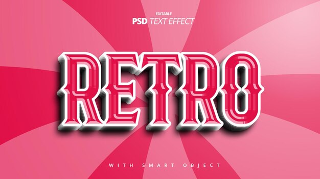 design de modelo de efeito de texto retrô 3d rosa