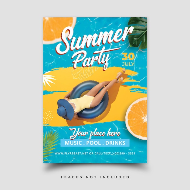 Design de modelo de festa de verão PSD
