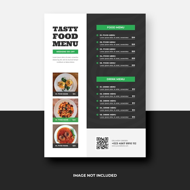 Design de modelo de folheto de menu de comida