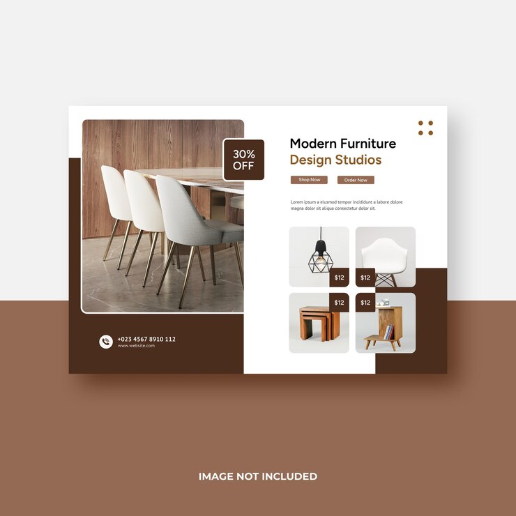 PSD design de modelo de folheto de móveis a4