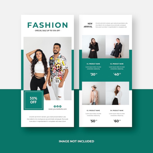 Design de Modelo de Folheto DL de Venda de Moda