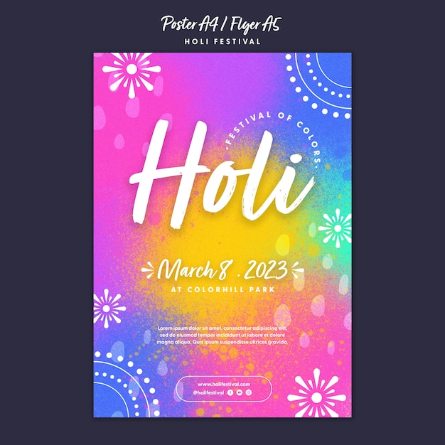Design de modelo de folheto do festival Holi