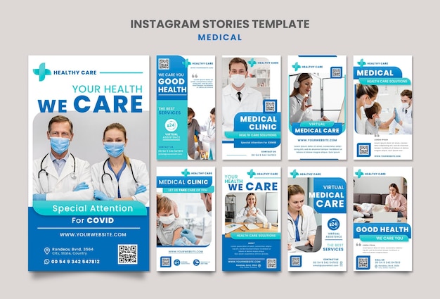 Design de modelo de história de instagram para cuidados médicos