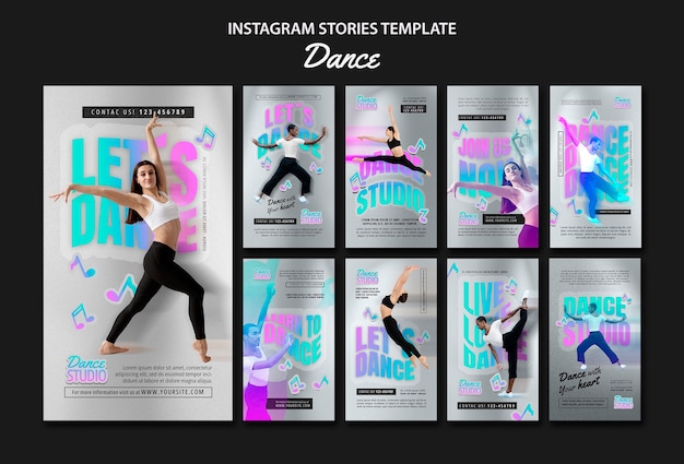 Design de modelo de histórias do instagram de dança