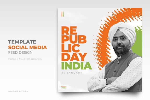 PSD design de modelo de mídia social do dia da república da índia