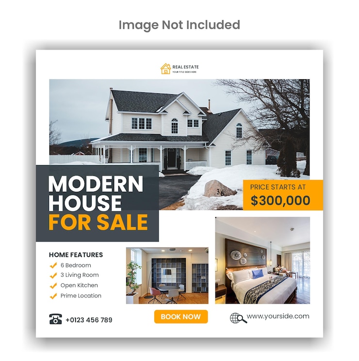 PSD design de modelo de mídia social ou instagram de venda de casa moderna