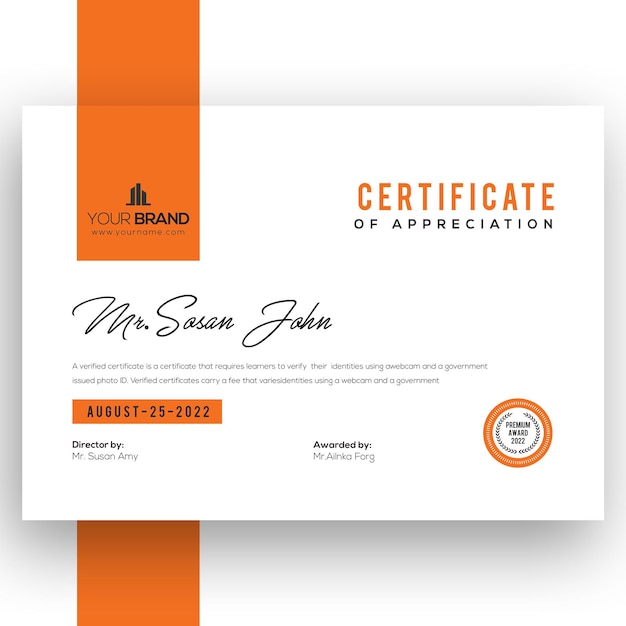 Design de modelo de obtenção de certificado de luxo elegante