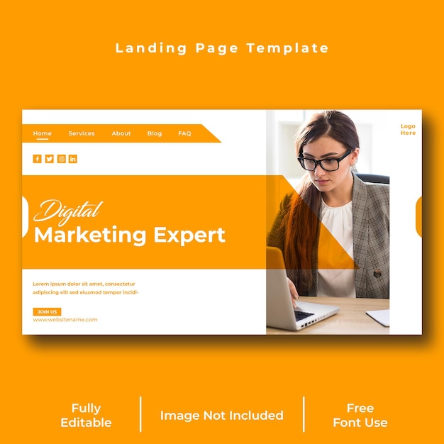 Design de modelo de página de destino PSD grátis ou banner de site para marketing de negócios