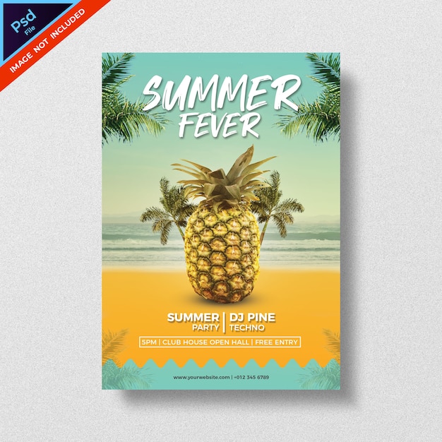 PSD design de modelo de panfleto de estilo de festa de verão