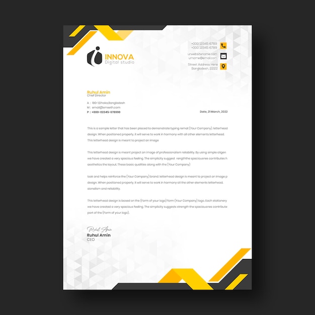 PSD design de modelo de papel timbrado corporativo profissional e minimalista