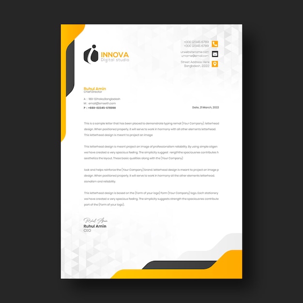 PSD design de modelo de papel timbrado corporativo profissional e minimalista