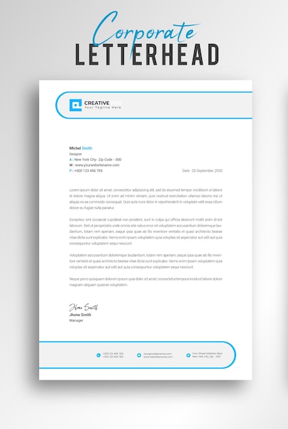 Design de modelo de papel timbrado criativo de empresa de negócios moderna profissional