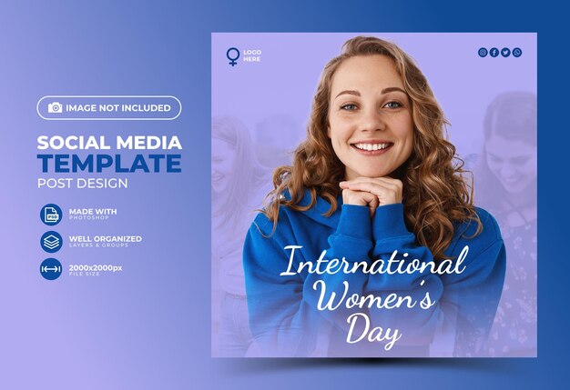 Design de modelo de postagem de banner de mídia social do dia internacional da mulher 8 de março