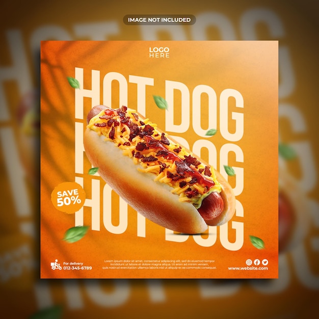 PSD design de modelo de postagem de mídia social de cachorro-quente