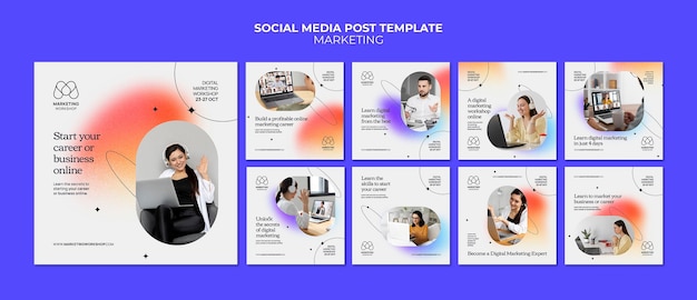 PSD design de modelo de postagem de mídia social de marketing insta