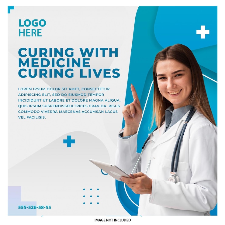 PSD design de modelo de postagem de mídia social de serviço médico profissional de saúde
